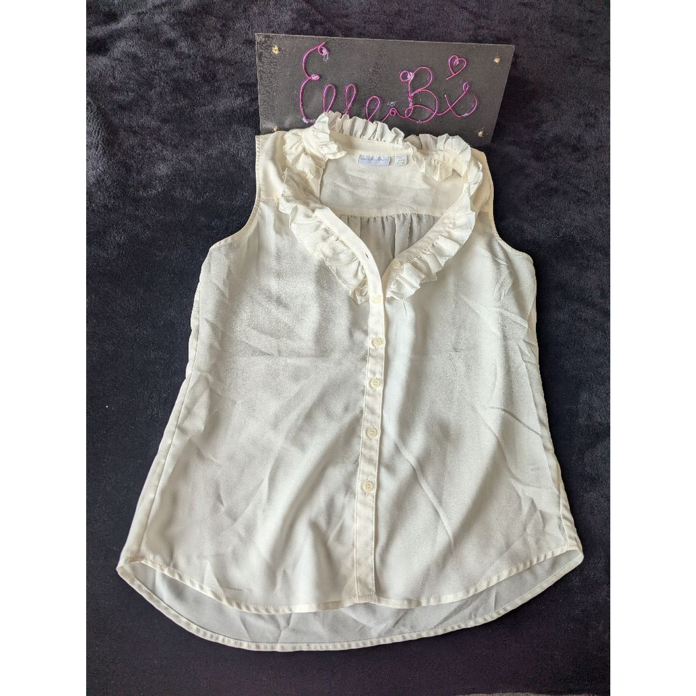 EUC New York And Company Cream White Ruffle Tank XS